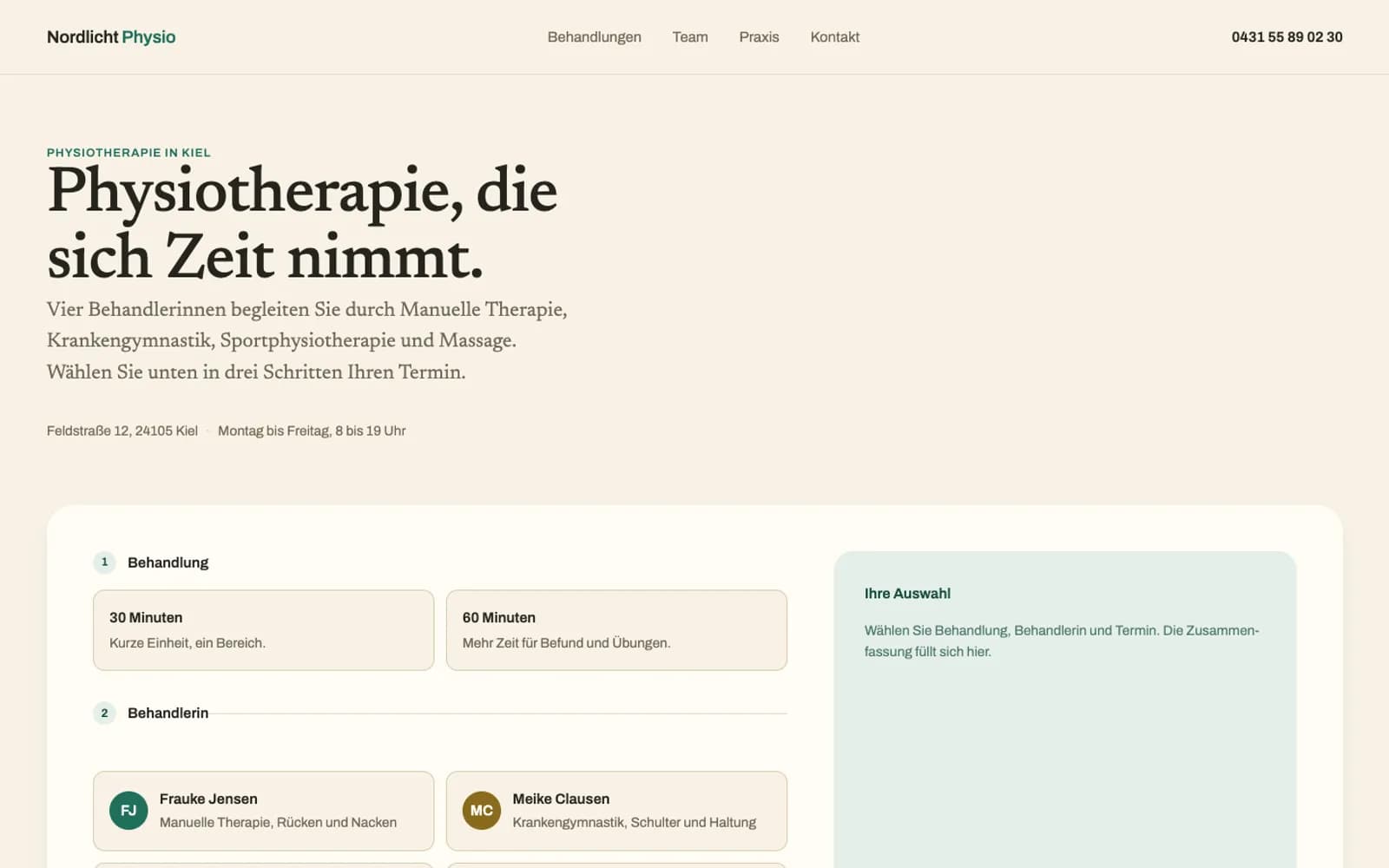 Bildschirm von Nordlicht Physio