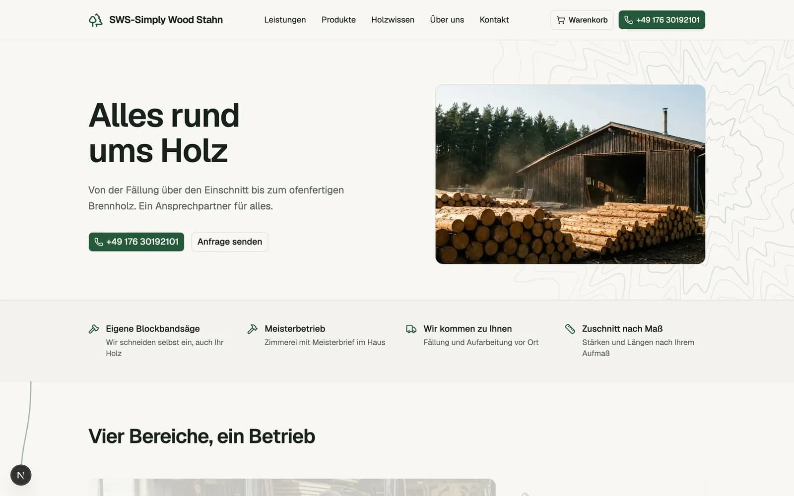 Bildschirm von SWS Website